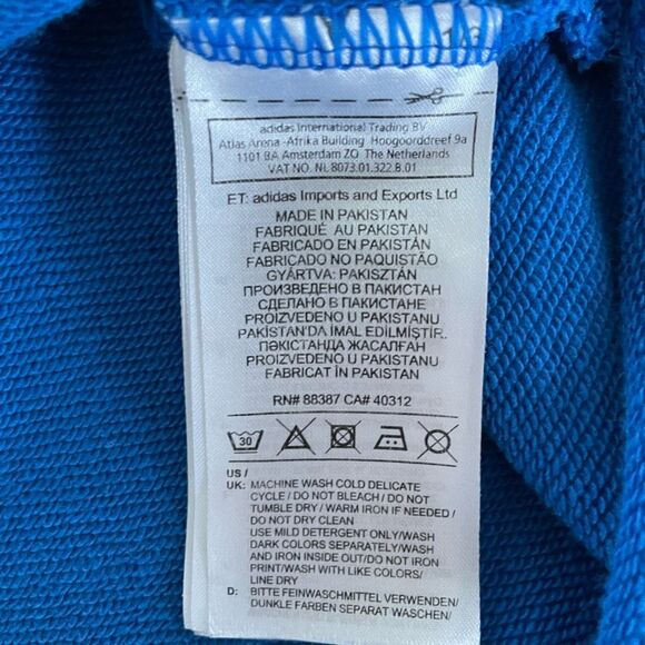 Adidas Blue Texture Trefoil Crew Neck Sweatshirt XS - Picture 7 of 8